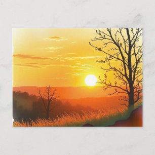 Postal Paisagem de pôr do sol da natureza pacífica cartão