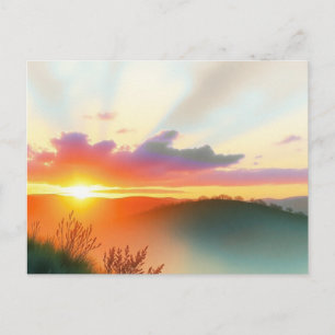 Postal Paisagem de pôr do sol da natureza pacífica cartão
