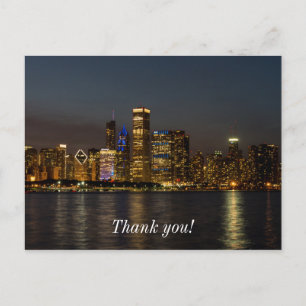 Postal Paisagem Noturna de Chicago Cartão de Agradeciment