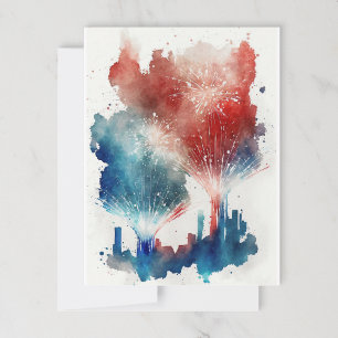 Postal Paisagem Urbana de Fogos de Artifício Cartão Posta
