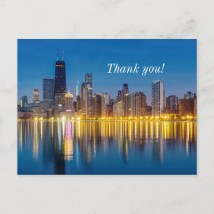 Postal Paisagem Urbana do Amanhecer de Chicago Cartão de 