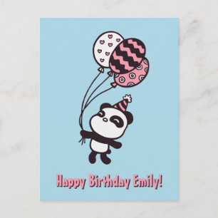 Postal Panda e balões bonitos, Cartão de Aniversário F