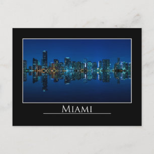 Postal Panorama do horizonte de Miami à noite - Cartão po