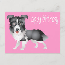Postal Parabéns Borda Collie Puppy Dog Cartão Posto