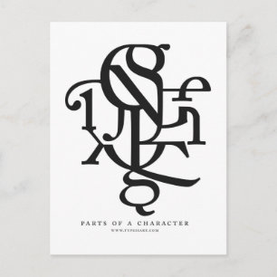 Postal Partes de um cartão poste de caracteres