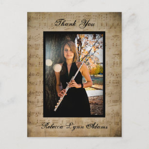 Postal Partitura Musical Graduação Agradecimento - Cartão