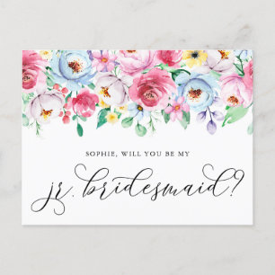 Postal Pastel Flowers Você Será Meu Cartão Jr Bridesmaid