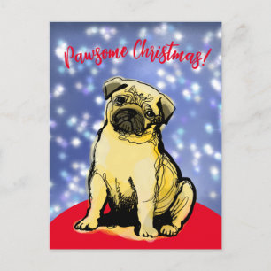 Postal Pawsome natal com um pequeno pãozinho! Cartão Post