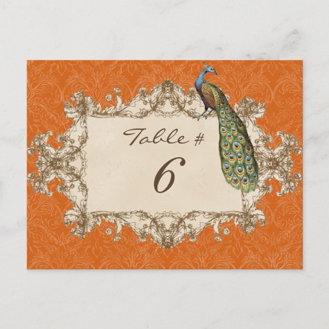 Postal Peacock & Etchings Vintage, Cartão de Número de Ta (Frente)