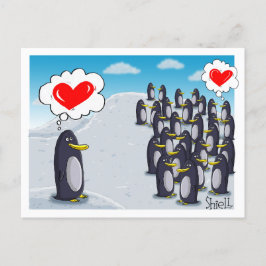 Postal Penguin Love para Dias de os namorados — cartão de