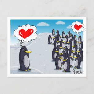 Postal Penguin Love para Dias de os namorados — cartão de