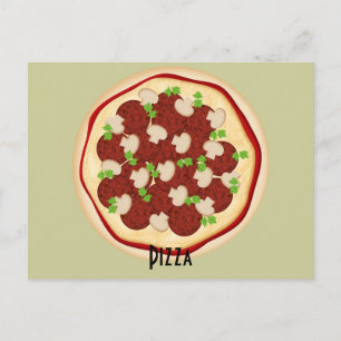 Postal Pepperoni e Cogumelos Pizza Cartão de Receita
