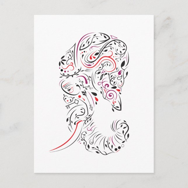 Postal perda do cartão de simpatia do ornamentado elefant (Frente)