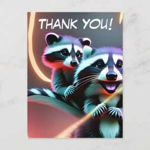 Postal Personalizado, cartão de agradecimento, Racoon Fof