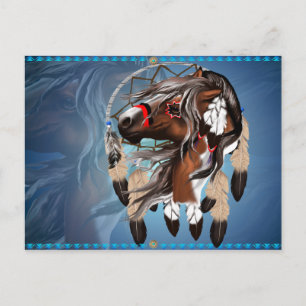 Postal Pinte o cartão de Dreamcatcher do cavalo