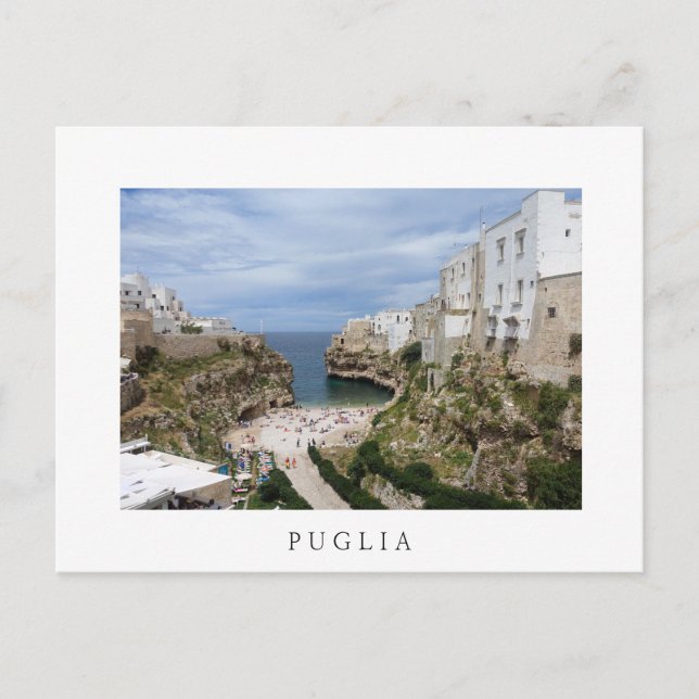 Postal Polignano a Mare city Beach, Puglia — cartão posta (Frente)