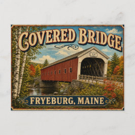 Postal Ponte Coberta no Outono Fryeburg Maine Cartão Post