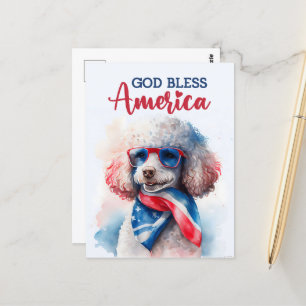 Postal Poodle Patriótico, Deus Abençoe a América Cartão P