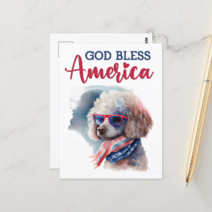 Postal Poodle Patriótico, Deus Abençoe a América Cartão P