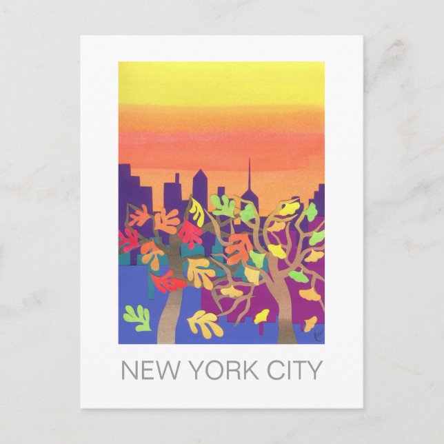 Postal Por do sol da queda sobre o cartão de NYC (Frente)