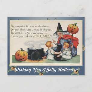 Postal Por Pumpkin Fat Vintage Halloween - Cartão de Post