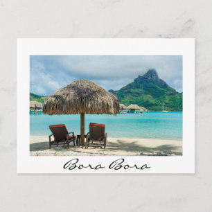 Postal Praia no cartão do branco de Bora Bora