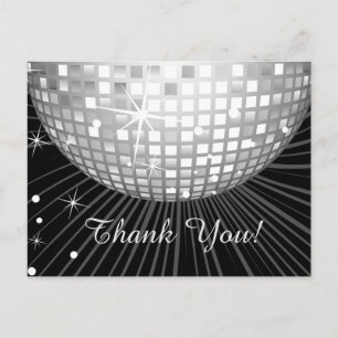 POSTAL PRETO, FESTA DE DISCO, DANÇA, CARTÃO DE OBRIGADO D