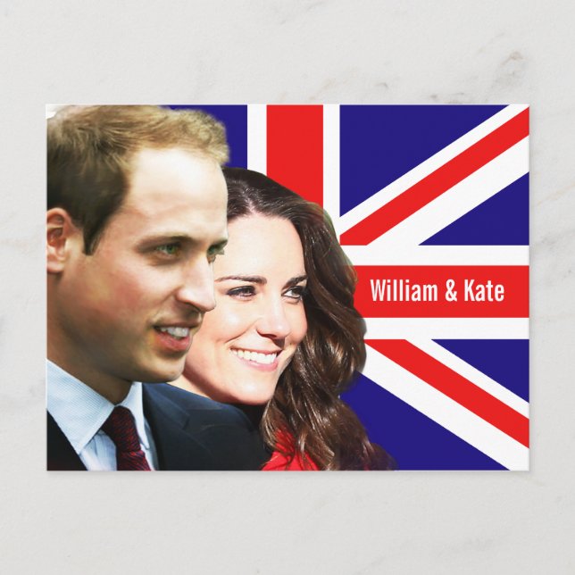 Postal Príncipe William & cartão de Kate (Frente)