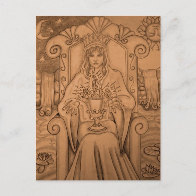 Postal Rainha das Cups - Cartão Tarot (Frente)