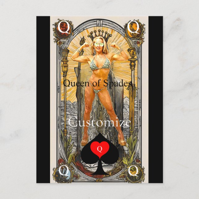 Postal Rainha do Cartão Tarot de Espadas Thunder_Cove (Frente)