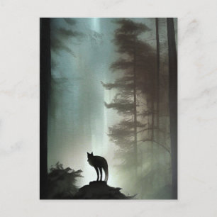 Postal Raposa em uma Floresta Nebulosa - Cartão de Arte d