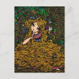 Postal Rapunzel Storybook Princesa — Cartão de Arte Or