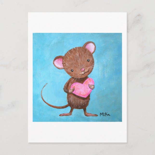 Postal Rato Cute Postcard com Mouse Cute com Cartão de Co (Frente)