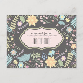 Postal Receita da Noiva. Cartão de Casamento Floral Moder