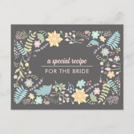 Postal Receita da Noiva. Cartão de Casamento Floral Moder