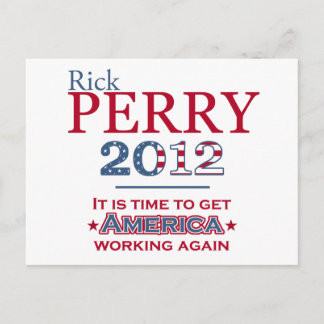 Postal Rick Perry 2012 para cartão de posto presidencial