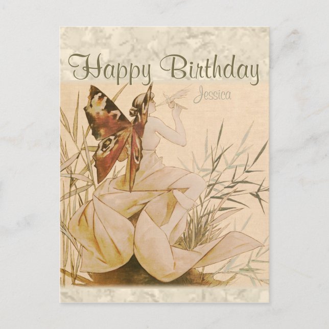 Postal Riquer Winged Ninfh CC0533 Cartão de Aniversário (Frente)