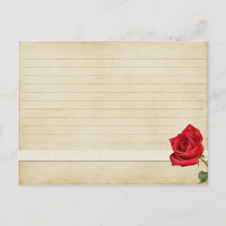 Postal Rosa vermelha de Vintage com Cartão de Receita de