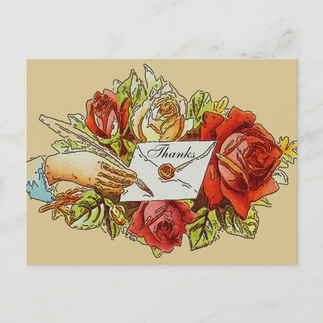 Postal Rosa Vintage Antiga, Editar Cartão de Texto (Frente)