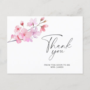 Postal Sakura - cartão de agradecimento para chá de noiva