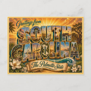 Postal Saudação Antiga da Carolina do Sul de Cartão Posta