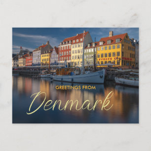 Postal Saudações da vista panorâmica do Nyhavn no cartão