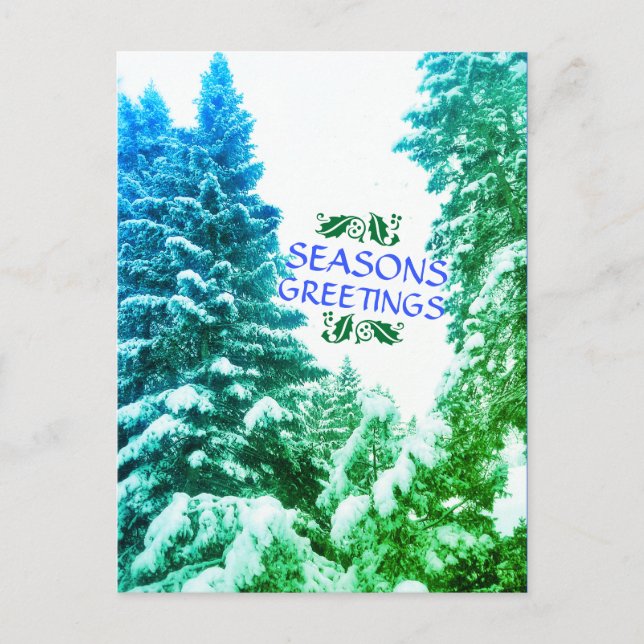 POSTAL SAUDAÇÕES DE FIM DE ANO ÁRVORES VERDE CARTÃO POSTA (Frente)