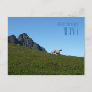 Postal Saudações do belo cartão com fotos da Noruega
