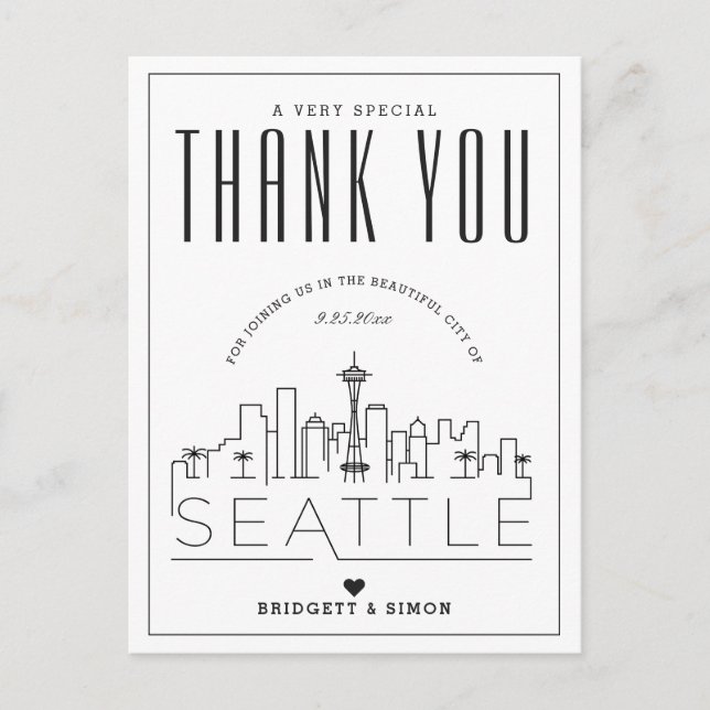 Postal Seattle Wedding | Obrigados para o próximo! Cartão (Frente)