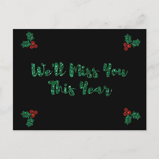 Postal Sentiremos sua falta do Cartão de Férias de Distân (Frente)