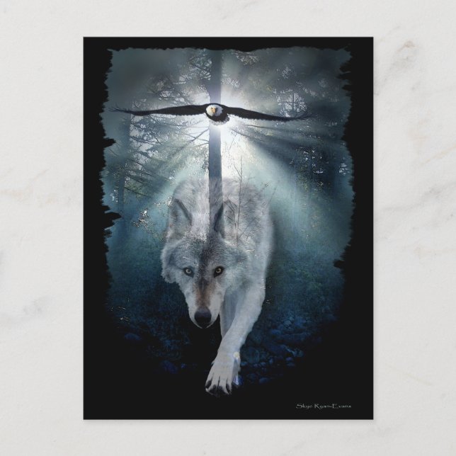 Postal Série do cartão dos animais selvagens do LOBO & do (Frente)