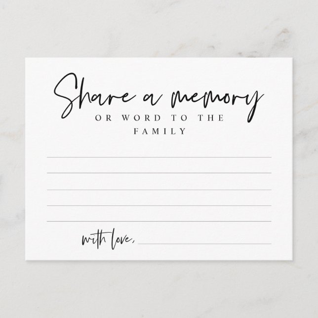 Postal Serviço Funeral, Compartilhe uma memória, Cartão d (Frente)