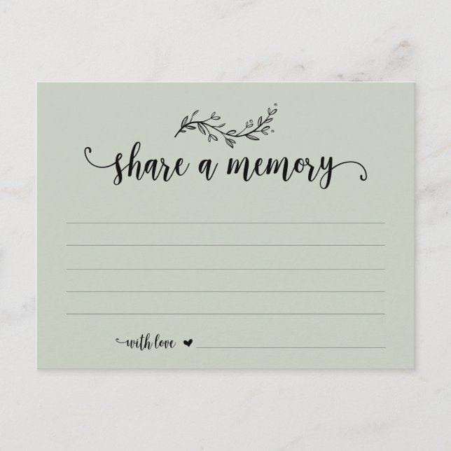 Postal Serviço Funeral, tema Sage, Compartilhe um cartão  (Frente)