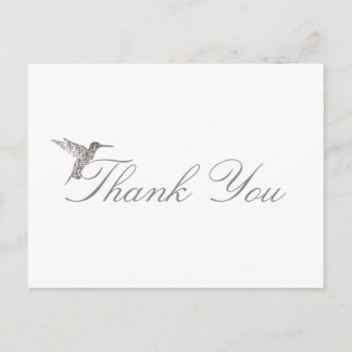 Postal Shimmering Hummingbird Obrigado Cartão Branco
